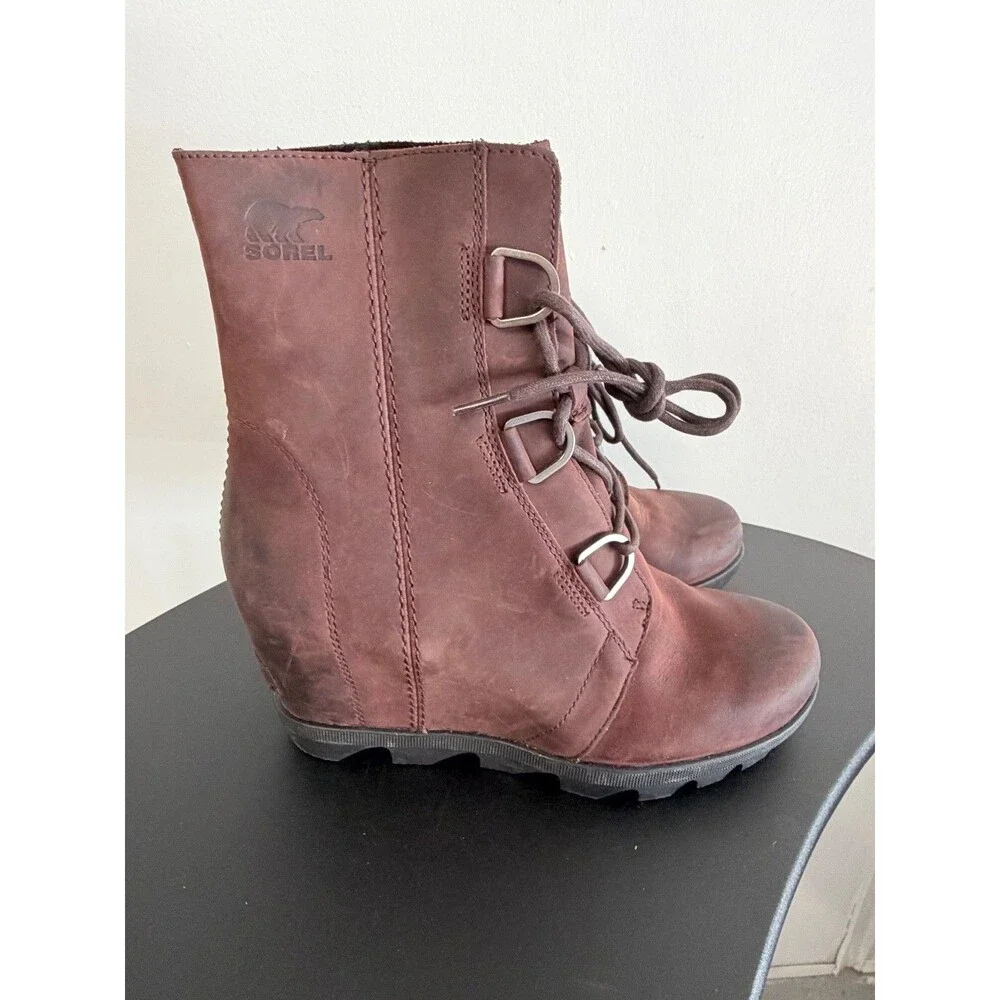 Sorel Joan of Arctic Wedge II Boots Women’s 9.5 Brown Leather NL3018-010 Lace Up